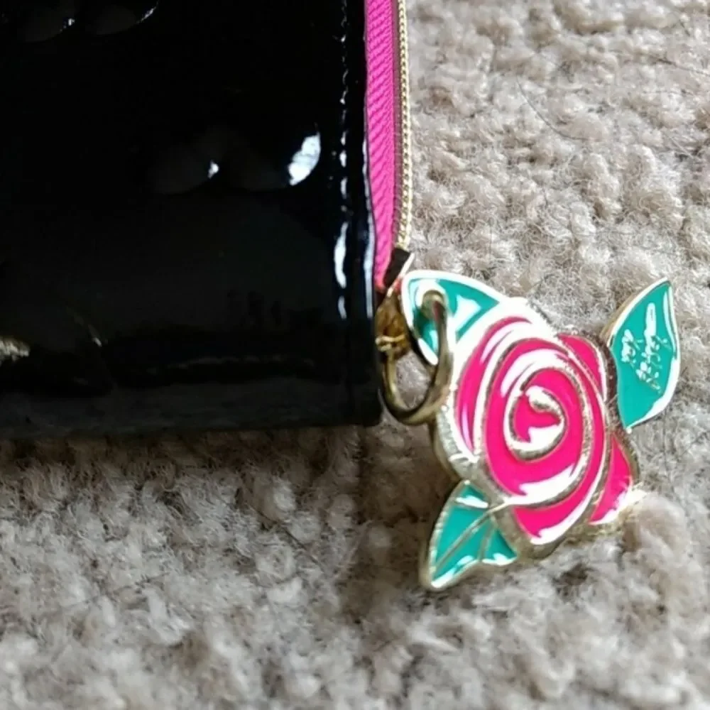 Betsey Johnson black wallet w hearts